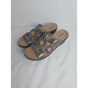 Clarks Women's Sandals Bendables Lexi Myrtle Metallic Bronze Leather Size 7.5M